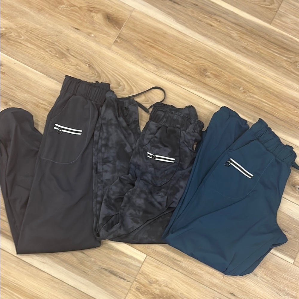 Women’s Stylish Jogger Pants - marble, Gray, and Blue